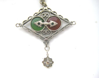ANTIQUE VICTORIAN PENDANT: victorian antique glass pendant. antique victorian necklace. Vintage victorian pendant necklace.