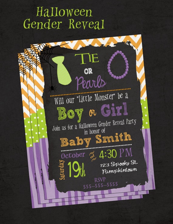 Halloween Gender Reveal Party Invitations 1