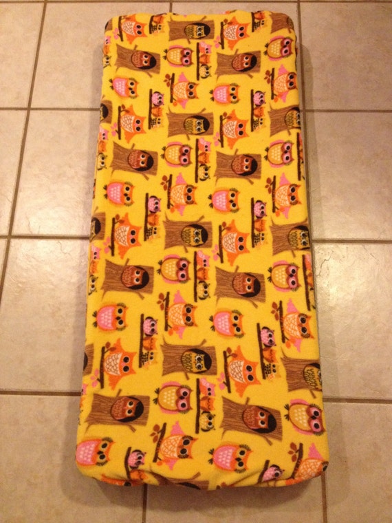 Daycare Cot Cover Girl Yellow and pink with Owls READY TO
