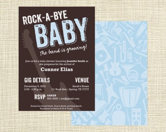 Rock And Roll Themed Baby Shower Invitations 8