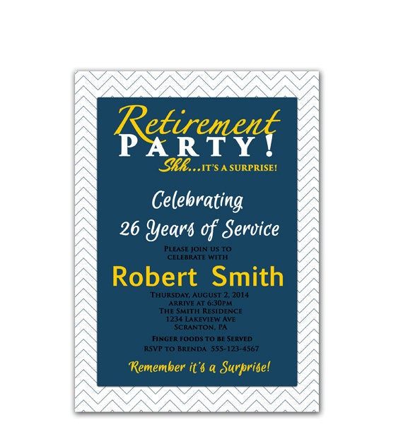 Surprise Retirement Party Invitation Chevron by PurpleChicklet