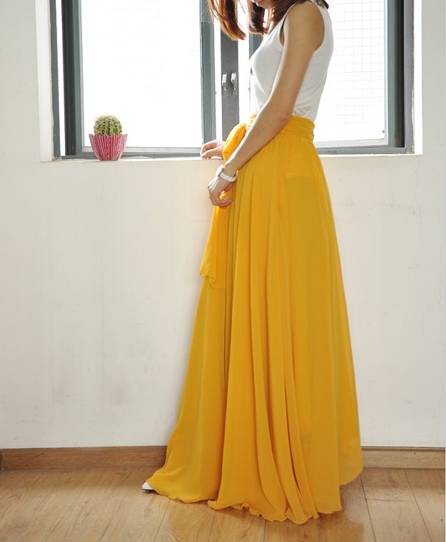 Beautiful Bow Tie Chiffon Maxi Skirt Silk Skirts By Dressbeautiful 