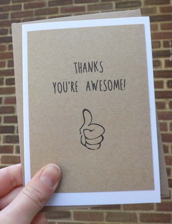 Items similar to Handmade, You're Awesome, Thank you card on Etsy