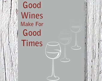 Kitchen Typographic Print 8" x 10", Wine Wall Decor, Kitchen Digital