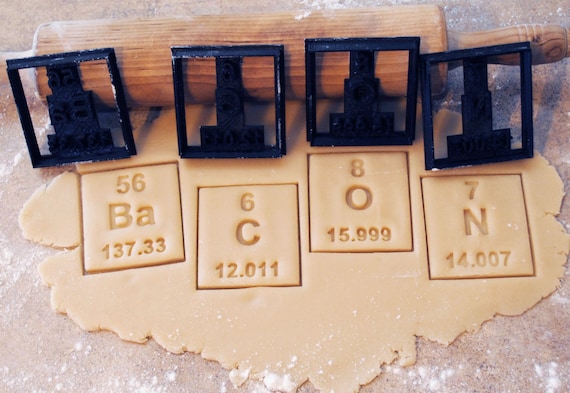table that words periodic elements spell BoeTech of cookie Printed by BaCON 3D Table Periodic Elements