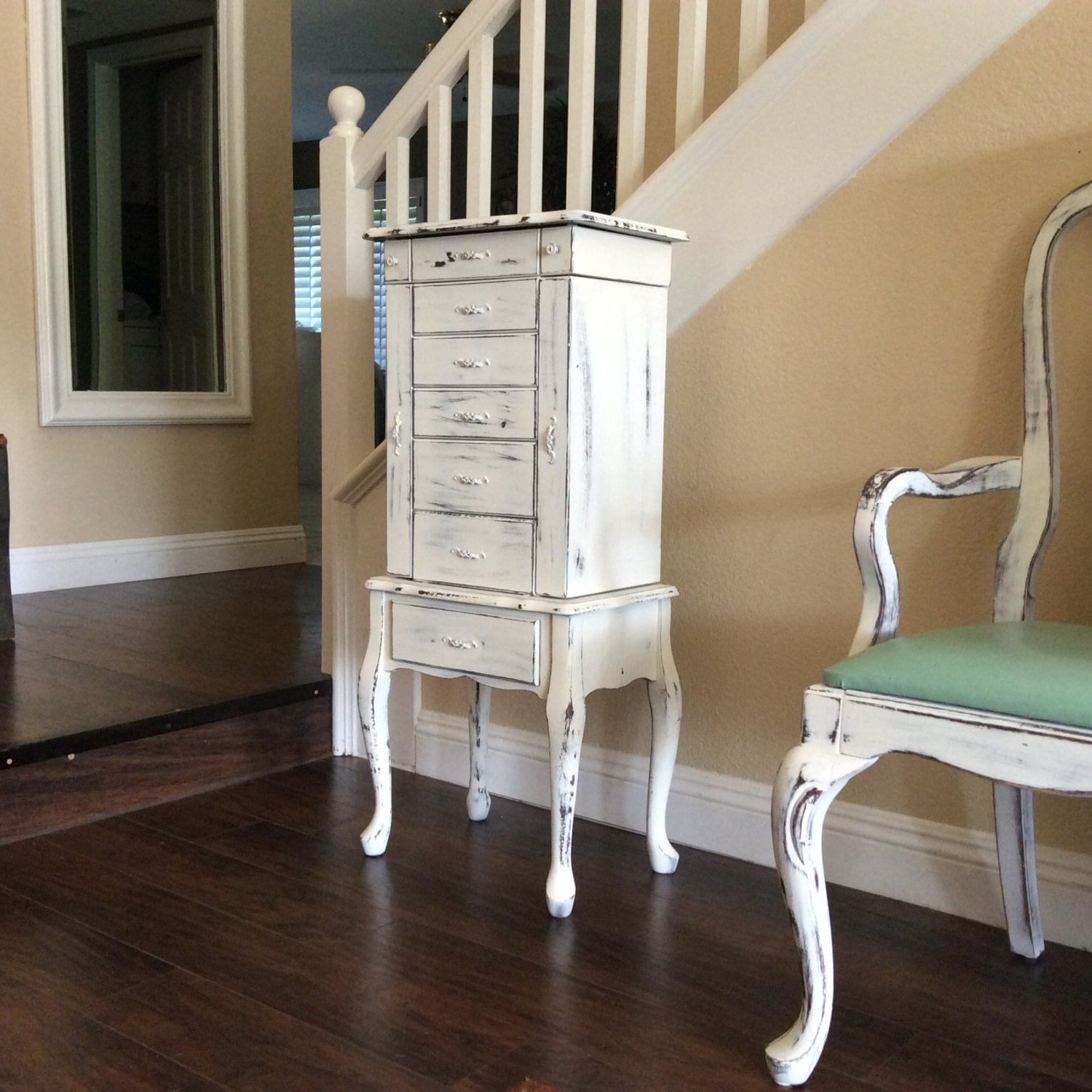 Large WHITE JEWELRY ARMOIRE For Sale Shabby Chic Jewelry