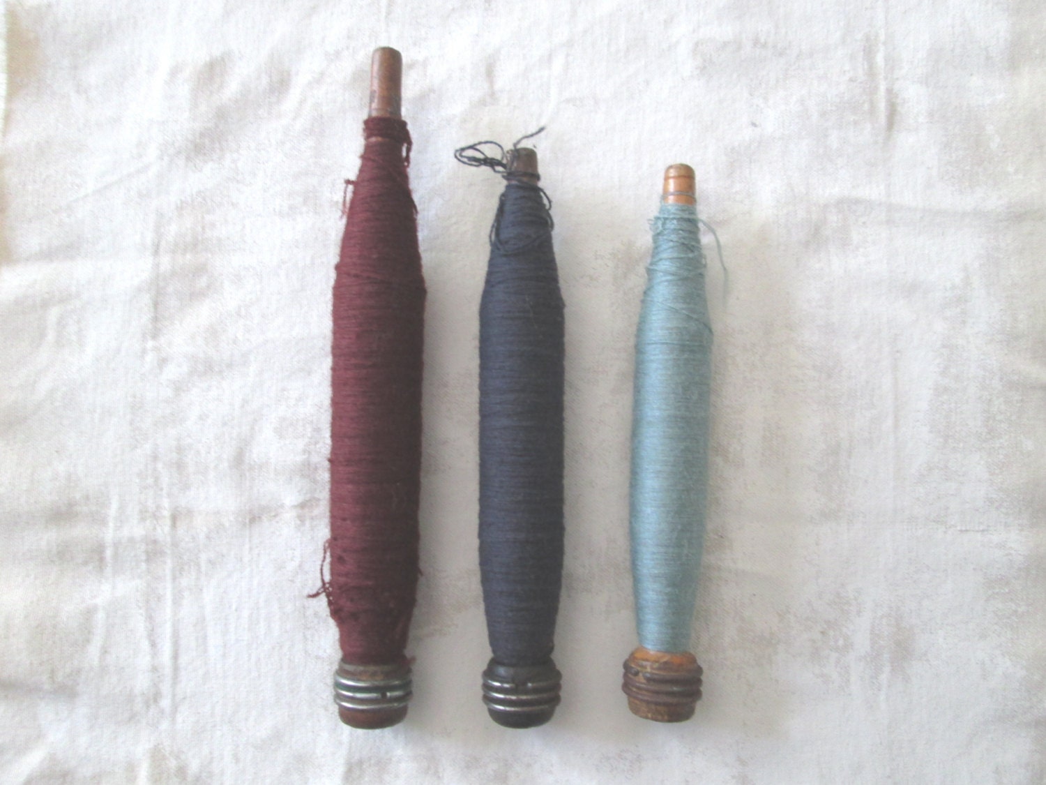 Antique Wooden Yarn Spools Set of Three by JustMakeLemonade