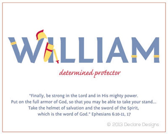 WILLIAM Name Art Canvas With Name Meaning And Scripture Verse