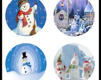 Winter - Snowman Images - 30mm Bezels - Snowman Pendants - Instant Download - Digital Download Sheet - Collage Sheet - 30mm Circles - DDP257