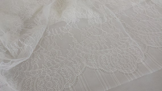 Ivory lace fabric Wedding lace Gorgeous ivory by ChantillyDentelle