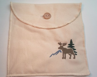Reusable Organic Cotton Sandwich / Snack Bag ~ Northwoods
