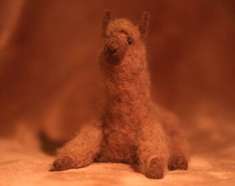 Latte the Chocolate Alpaca - Needle Felted, Poseable