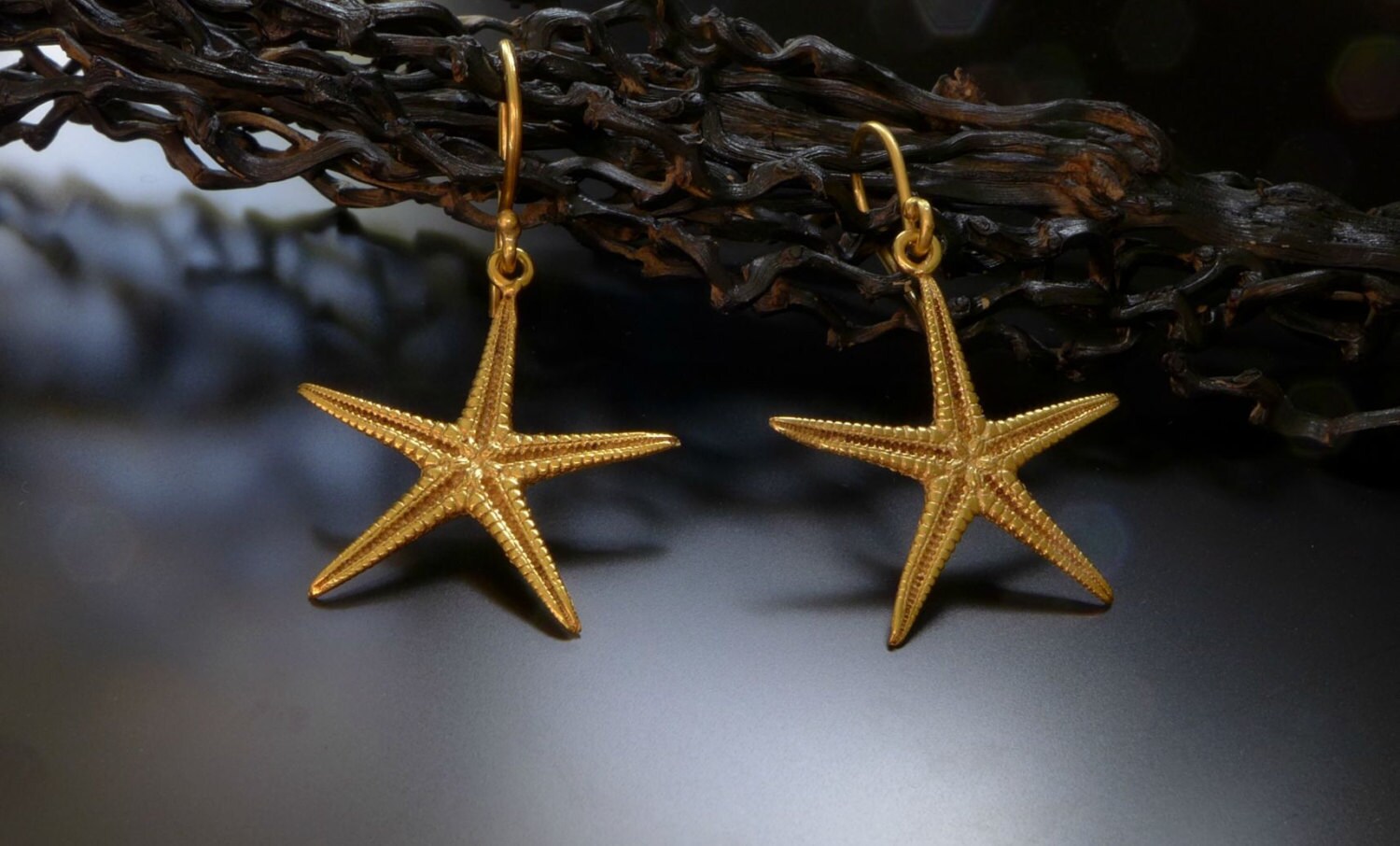 Gold Starfish Earrings Sea Star Earrings 24K gold plated