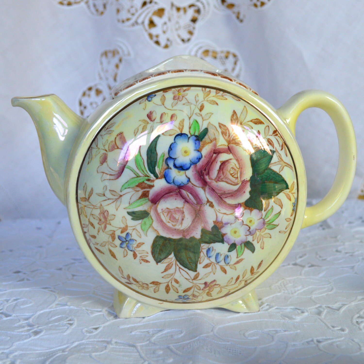Vintage English China Art Deco Shape Teapot by Maling