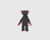 Black Teddy Bear, Halloween Bear, Black and Pumpkin orange , Halloween Decor, Halloween gift for baby