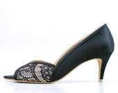 black lace bridal shoes