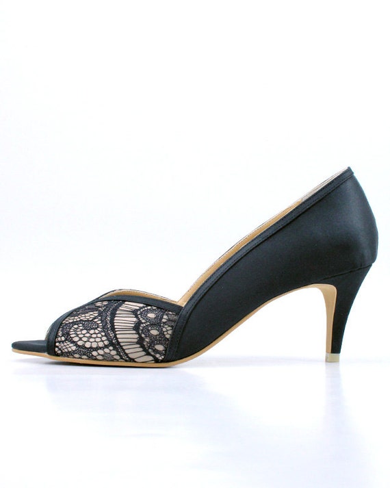 Items similar to Black Lace Wedding Shoes, Black Lace Bridal Shoes ...