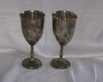 Pair of vintage Juvento Reyes sterling silver goblets Mexico