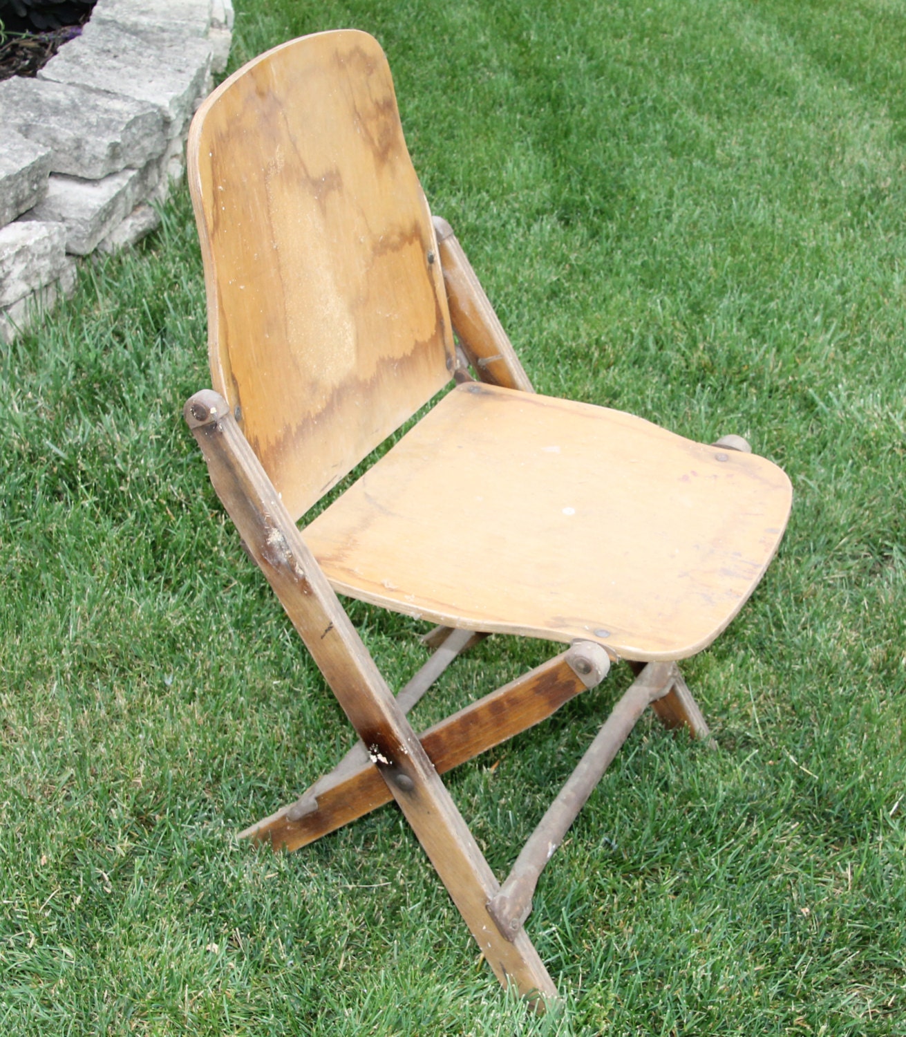 Vintage Wood Folding Chair. Government Issue 1940s. Military