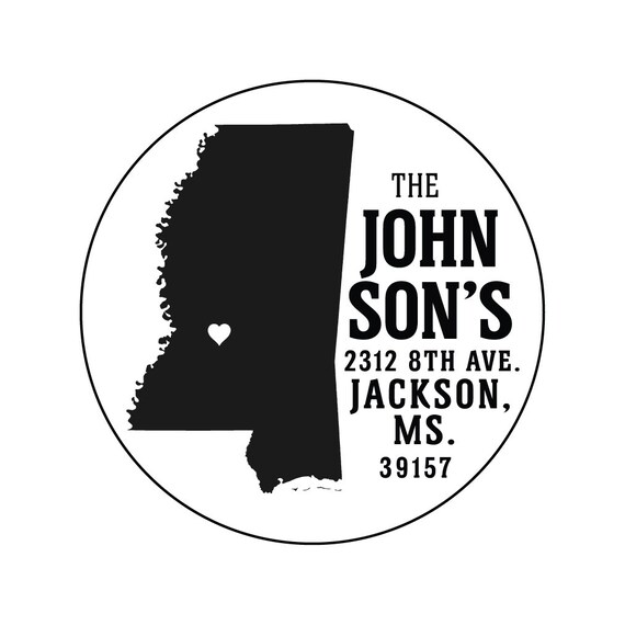 Personalized Mississippi Address Stamp. Selfinking by Recognized