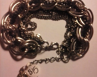 Silver & Black Chunky Multi-strand Chain Bracelet-Inspired by Sons of ...
