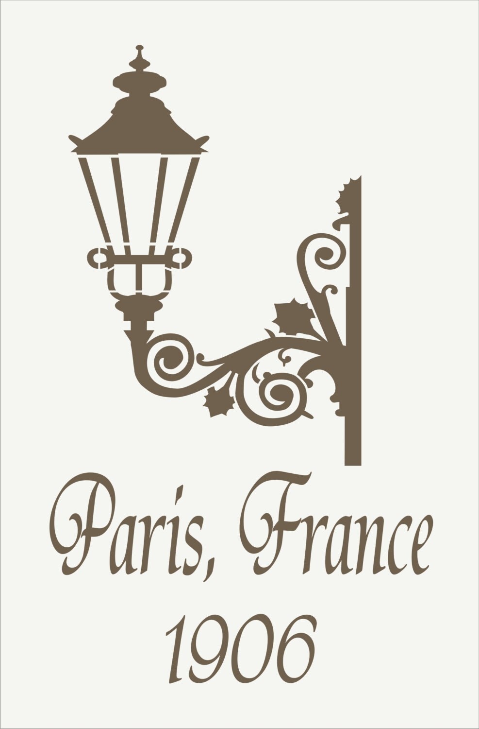 Paris Signs Stencil PARIS FRANCE w/street Lamp by SuperiorStencils