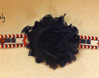 Chicago Bears Baby Girl Shabby Flower Elastic Headband