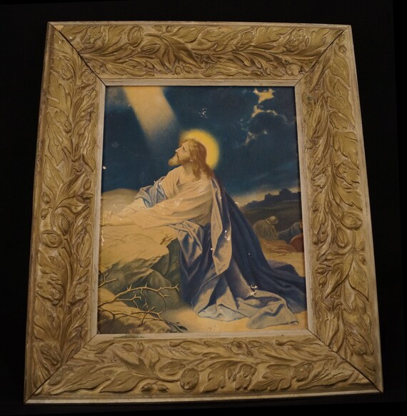 Items similar to Vintage Gold Framed Print of Jesus Christ on Etsy