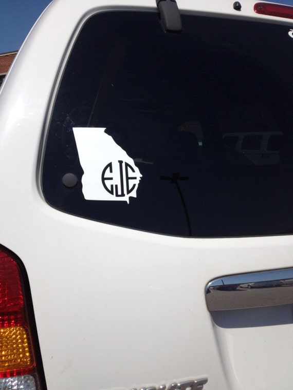 Monogrammed State Decal Car size by HappyWifeCraftyLife on Etsy
