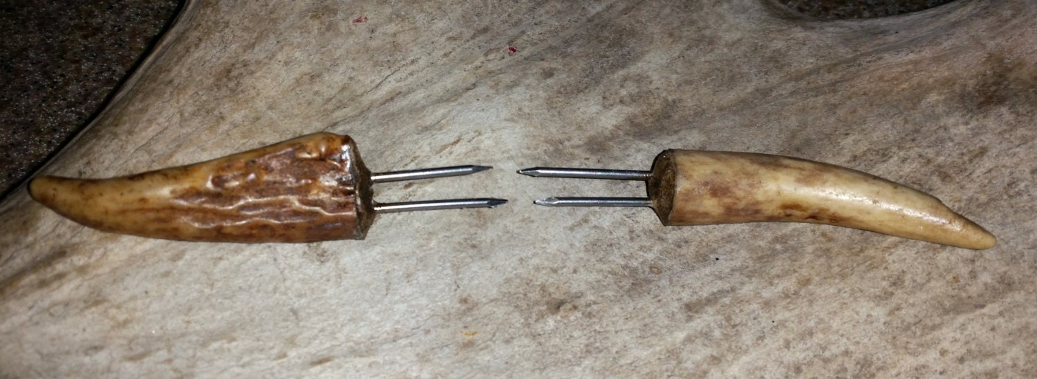 Deer Antler handled Corn on the cob holder pair by shedsomelights