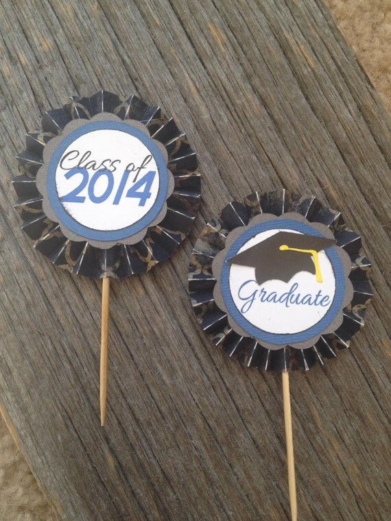 Graduation Cupcake Toppers Custom order by WoodandPaperBowtique