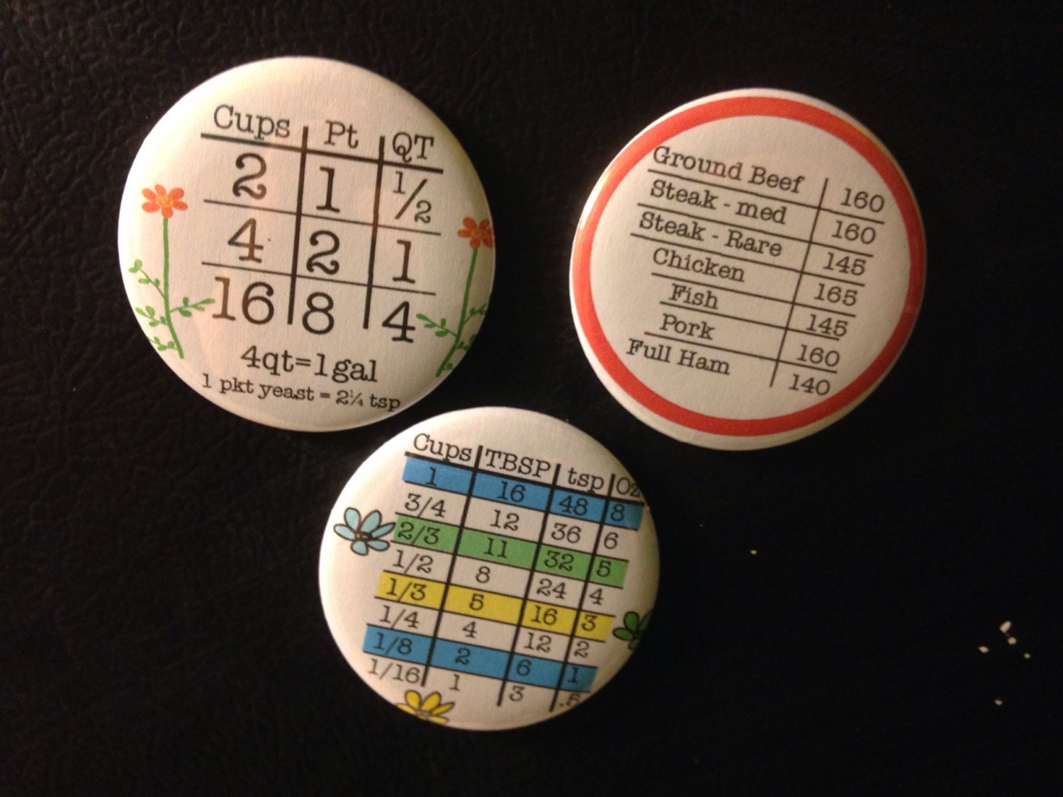 Kitchen Conversion Magnets Baking Cooking Meat