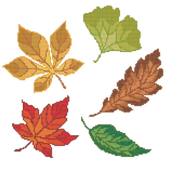Items similar to Fall Leaves Counted Cross Stitch Pattern PDF Chart