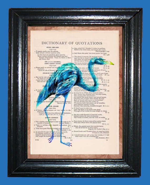 Blue Shaded Prehistoric Flamingo Upcycled Vintage By Cocopuffsart