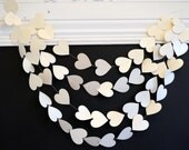 Pearlescent Paper Garland 10 ft Vertical, Wedding garland Wedding Decoration, Ivory Heart Garland, Bridal Shower Decor, pearlescent hearts Il_170x135