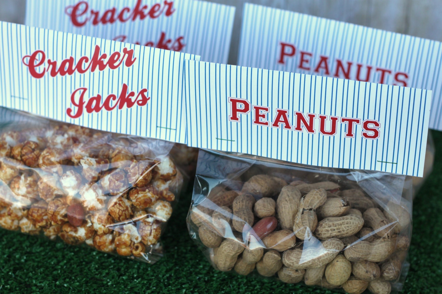 Vintage baseball Peanuts and Cracker Jacks Bag toppers