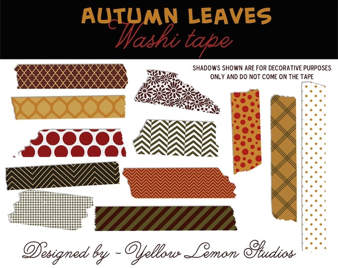 Instant download- Digital washi tape in fall colors Modern simple designs