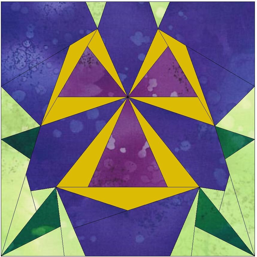 Iris Flower Paper Template Quilting Block Pattern PDF