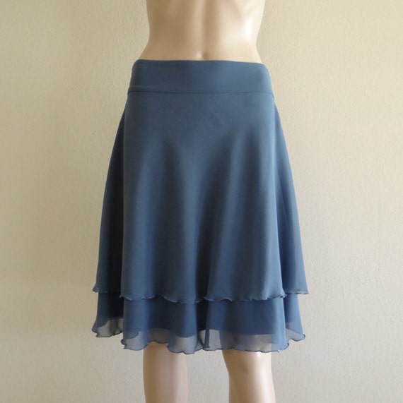 Knee Length Skirt. Bluish Grey Skirt