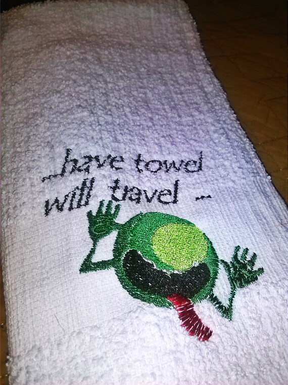 HitchHikers Guide to the Galaxy HAND TOWEL by CuttinUpFabrics