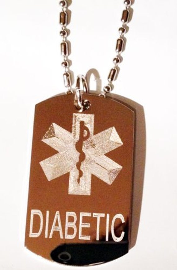 Medical Emergency Diabetic Logo Symbols Military Dog Tag