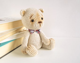 PATTERN: Classic teddy bear - 4-way jointed - Amigurumi pattern - Thread art teddy pattern - Crochet tutorial - EN-041