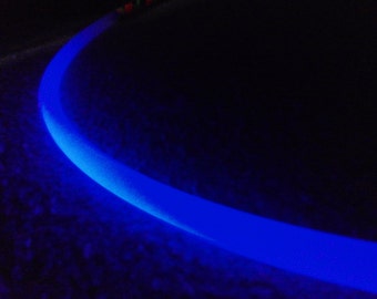 Naked UV Reactive Custom Collapsible PolyPro Hula Hoop w/ Spring Push Button Connector GLOWS BLUE Under Blacklight