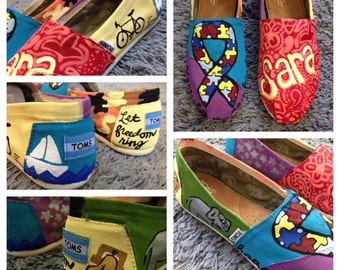 Hand Painted Toms-Autism Awareness