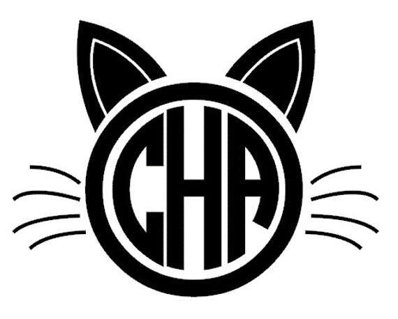 Download Items similar to CAT MONOGRAM DECAL with whiskers on Etsy