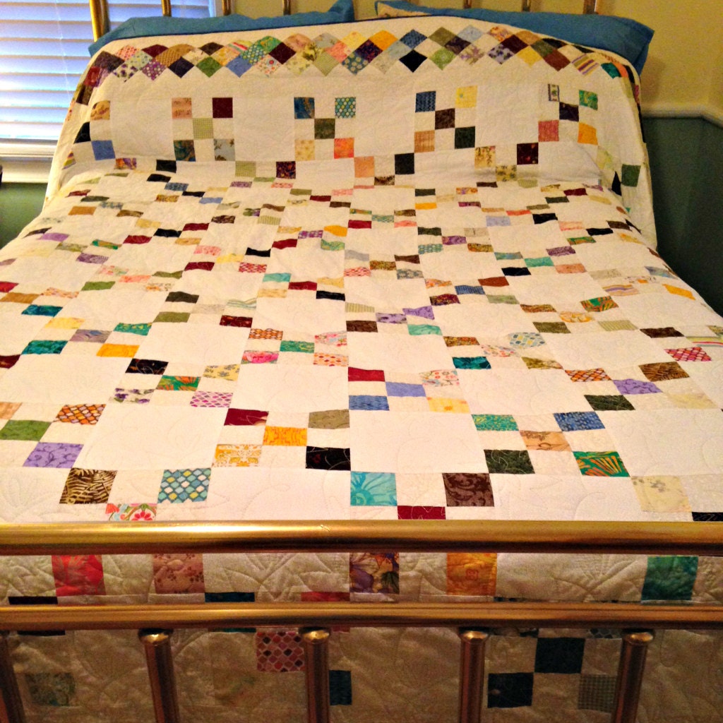 queen-irish-chain-quilt-handmade-classic-bedding-heirloom