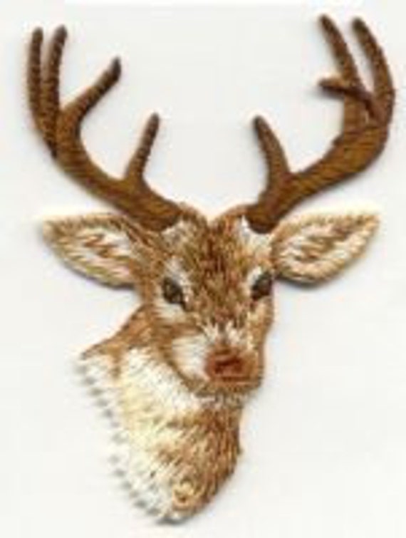 DEER HEAD Wildlife Iron On Patch Looks Real Applique Buck