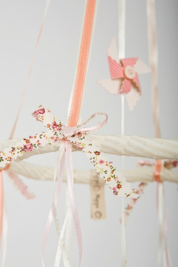 Coral nursery mobile Baby girl mobile coral pink Nursery