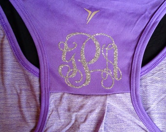 Iron-on monogram (glitter and matte color options 1.5"-8")
