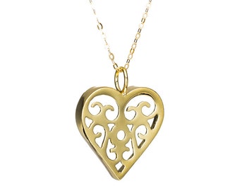 Gold heart necklace Gold heart pendant necklace by anatajewelry